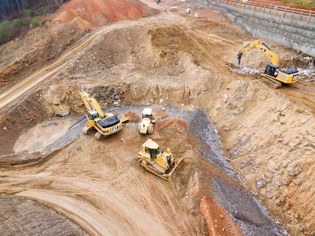 An aerial view of land being developed.