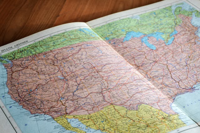 A map of the United States of America.