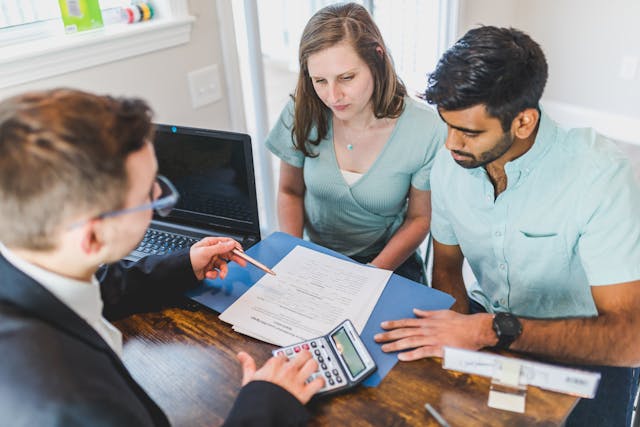 A realtor explaining a deal.