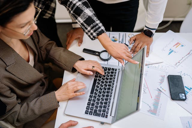 A team working together on a project.