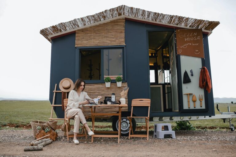 A front view of a tiny house.